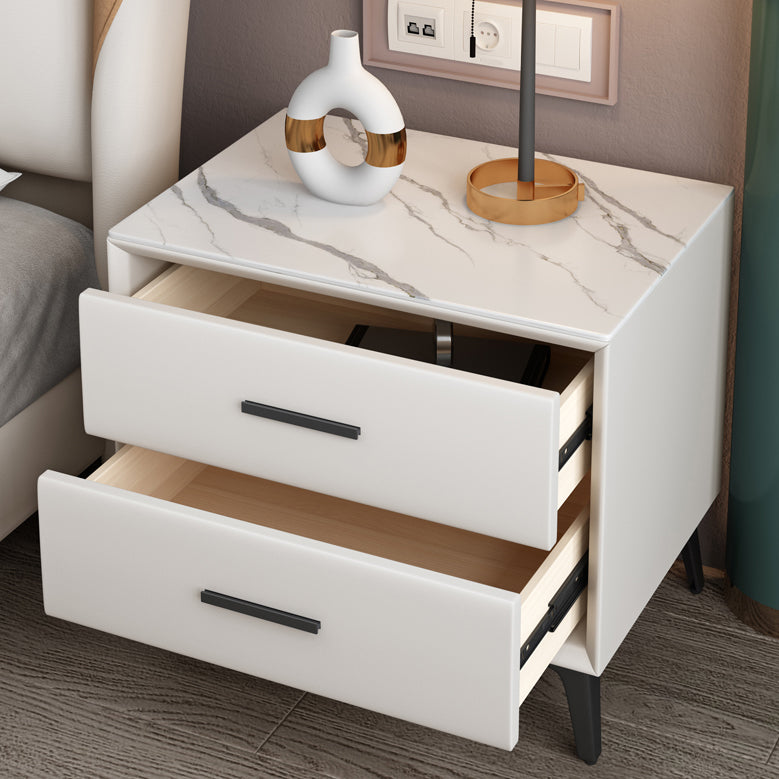 Modernism Storage Night Table 2 Drawers Wood Bed Nightstand for Home