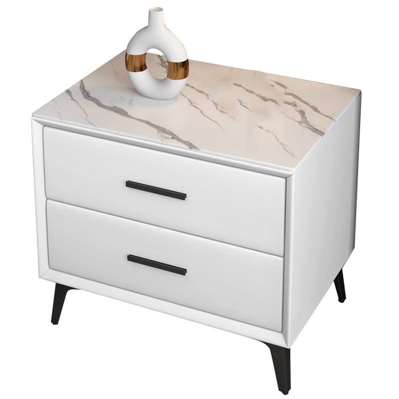 Modernism Storage Night Table 2 Drawers Wood Bed Nightstand for Home