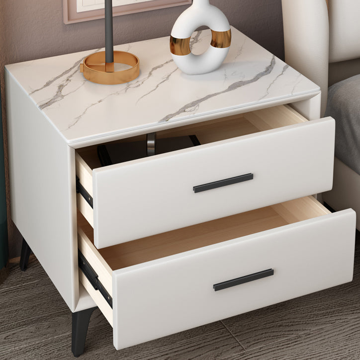 Modernism Storage Night Table 2 Drawers Wood Bed Nightstand for Home