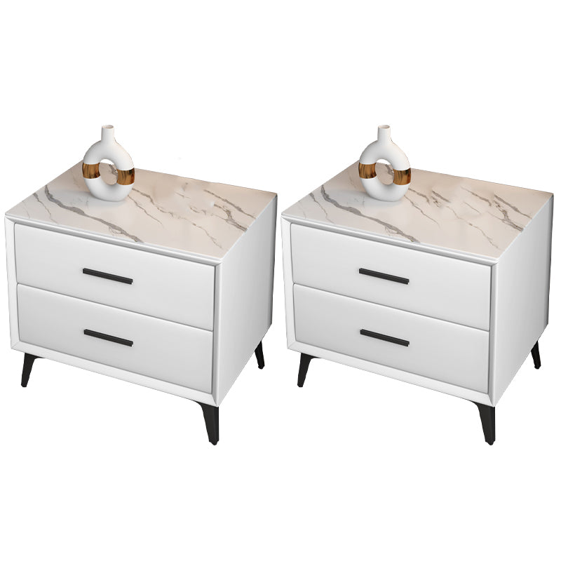 Modernism Storage Night Table 2 Drawers Wood Bed Nightstand for Home