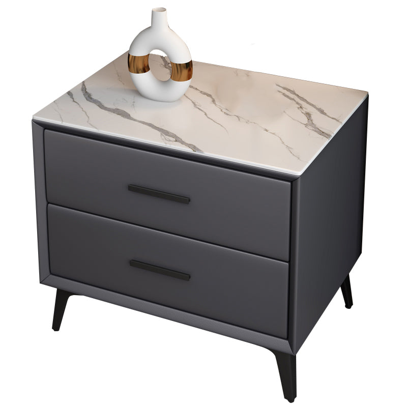 Modernism Storage Night Table 2 Drawers Wood Bed Nightstand for Home