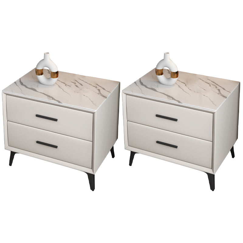 Modernism Storage Night Table 2 Drawers Wood Bed Nightstand for Home