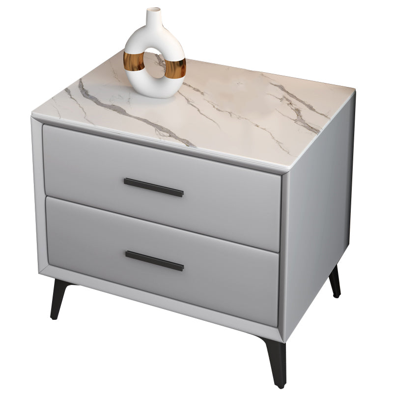 Modernism Storage Night Table 2 Drawers Wood Bed Nightstand for Home