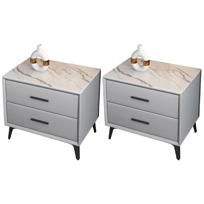 Modernism Storage Night Table 2 Drawers Wood Bed Nightstand for Home