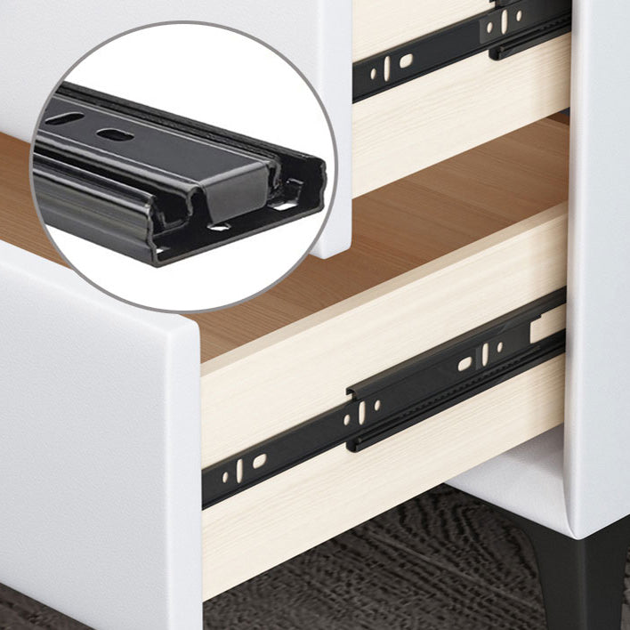 Contemporary Night Table Leather Bed Nightstand with Drawers