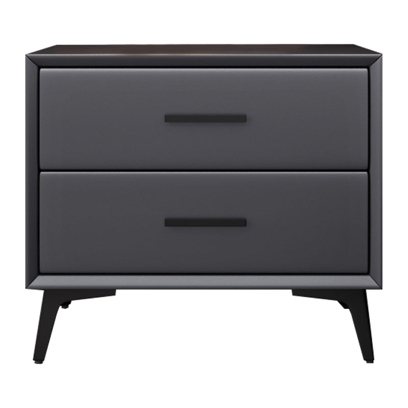 Contemporary Night Table Leather Bed Nightstand with Drawers