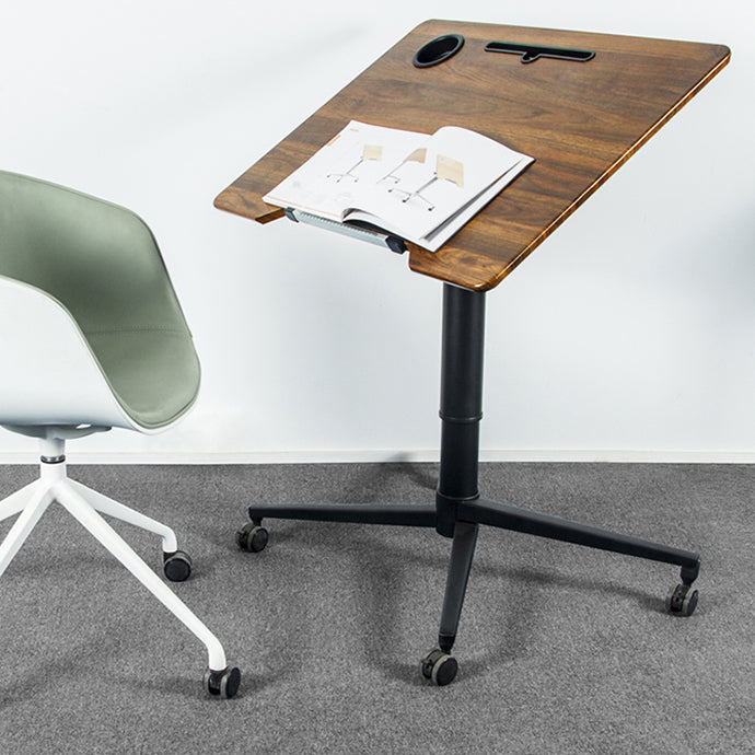 Modern Style Office Desk Rectangular Shape White/Brown/Natural Movable Table with Wheels