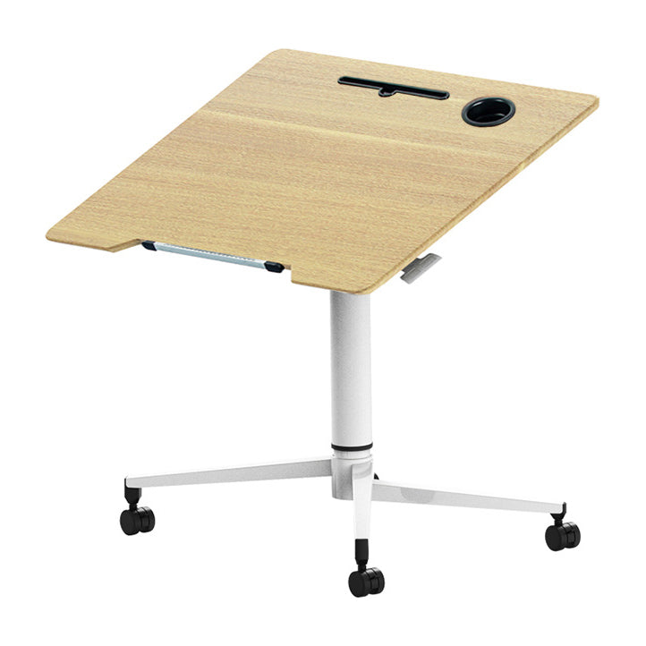 Modern Style Office Desk Rectangular Shape White/Brown/Natural Movable Table with Wheels