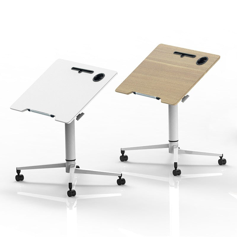 Modern Style Office Desk Rectangular Shape White/Brown/Natural Movable Table with Wheels