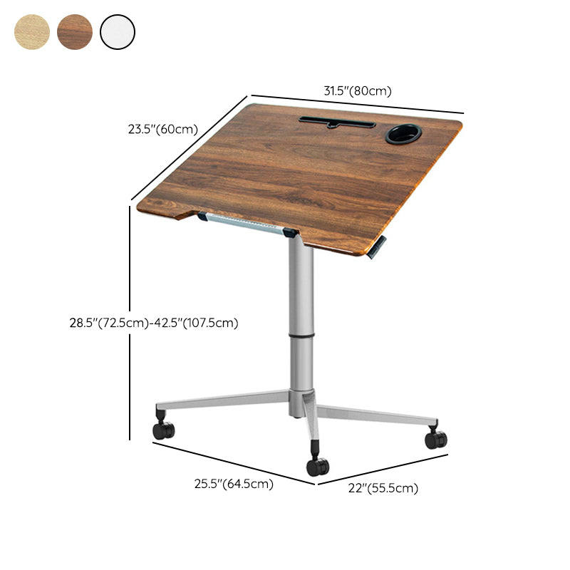 Modern Style Office Desk Rectangular Shape White/Brown/Natural Movable Table with Wheels