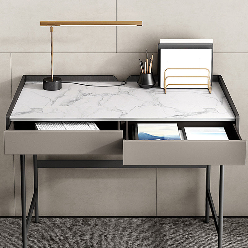 Modern Style Stone Office Task Rectangular Shape Writing Desk with 2-Legs