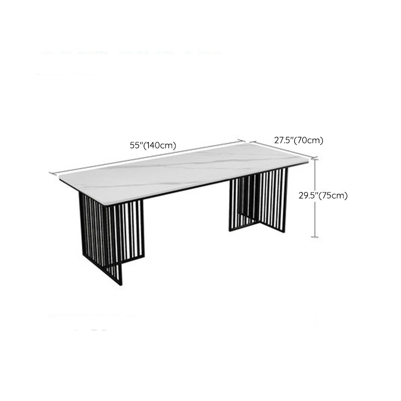 Rectangular Shaped Conference Table 2 Legs Writing Desk in Black