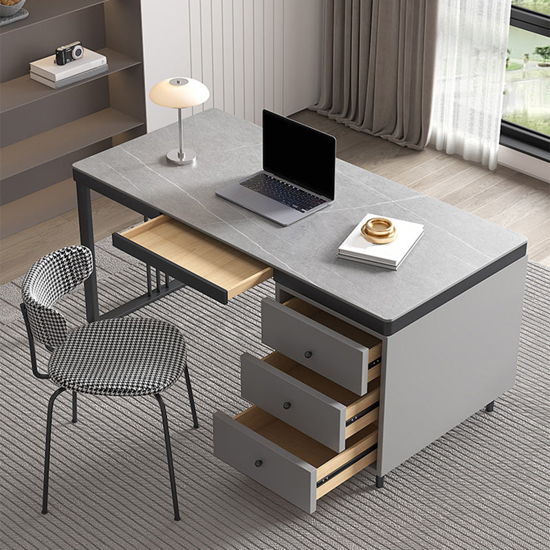 Rectangular Shaped Task Desk 2 Legs Writing Desk in Grey for Office