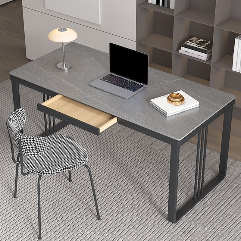 Rectangular Shaped Task Desk 2 Legs Writing Desk in Grey for Office