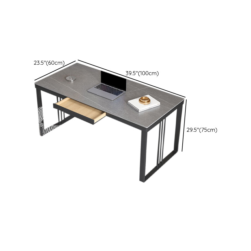 Rectangular Shaped Task Desk 2 Legs Writing Desk in Grey for Office