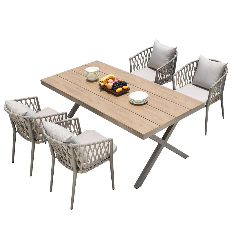 Contemporary Upholstered Outdoor Bistro Chairs Metal Patio Dining Armchair