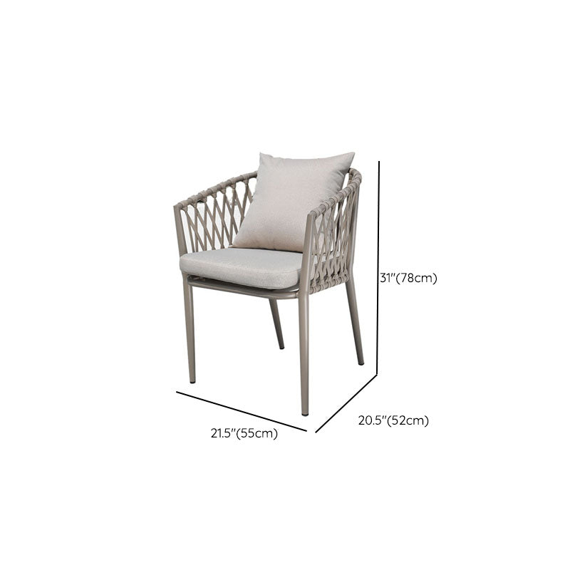 Contemporary Upholstered Outdoor Bistro Chairs Metal Patio Dining Armchair