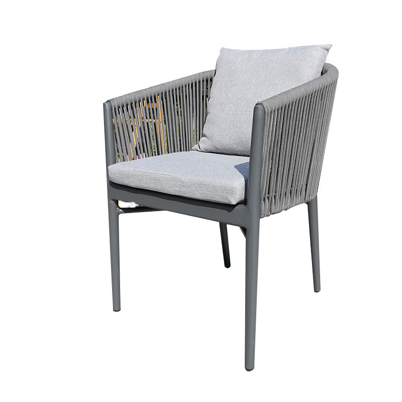 Contemporary Open Back Dining Armchair Black Patio Dining Armchair