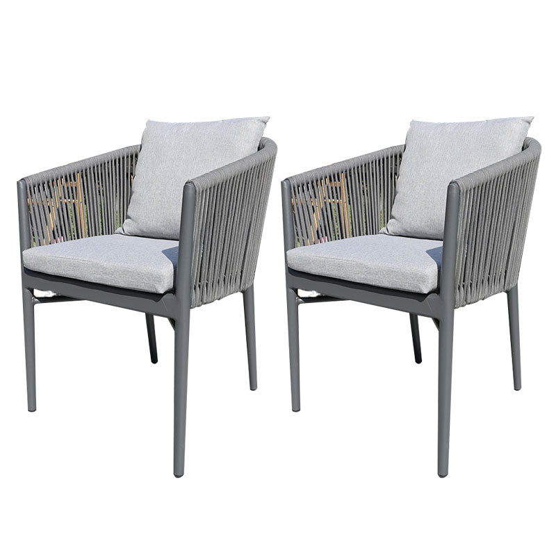 Contemporary Open Back Dining Armchair Black Patio Dining Armchair