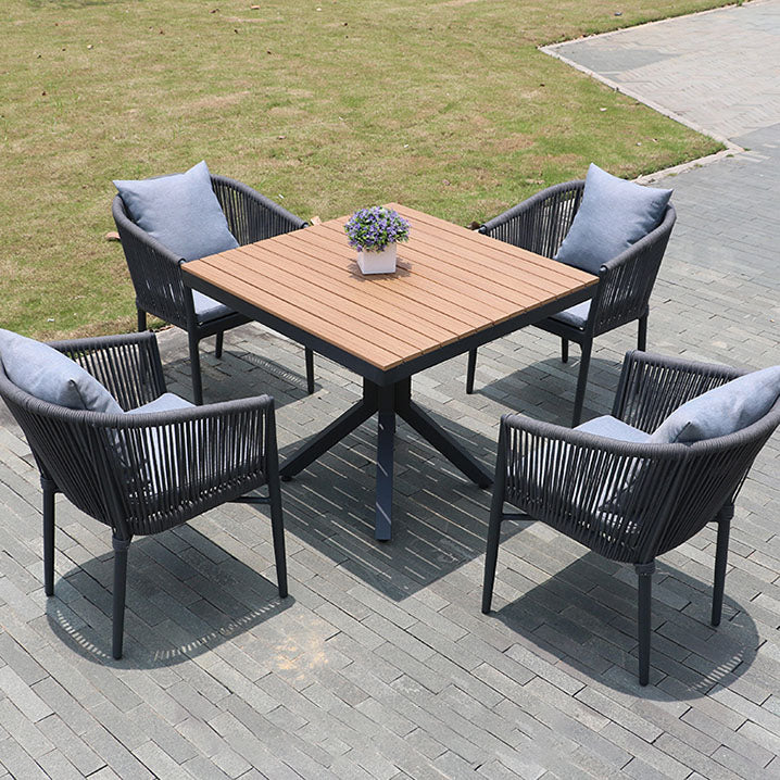 Contemporary Open Back Dining Armchair Black Patio Dining Armchair