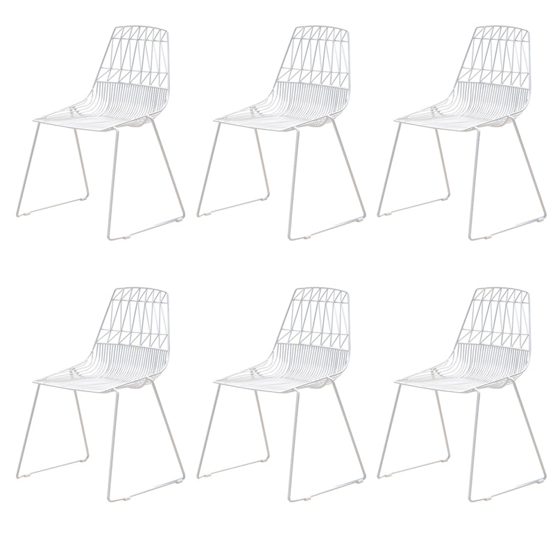 Modern Dining Side Chair in White Metal Outdoors Dining Chairs