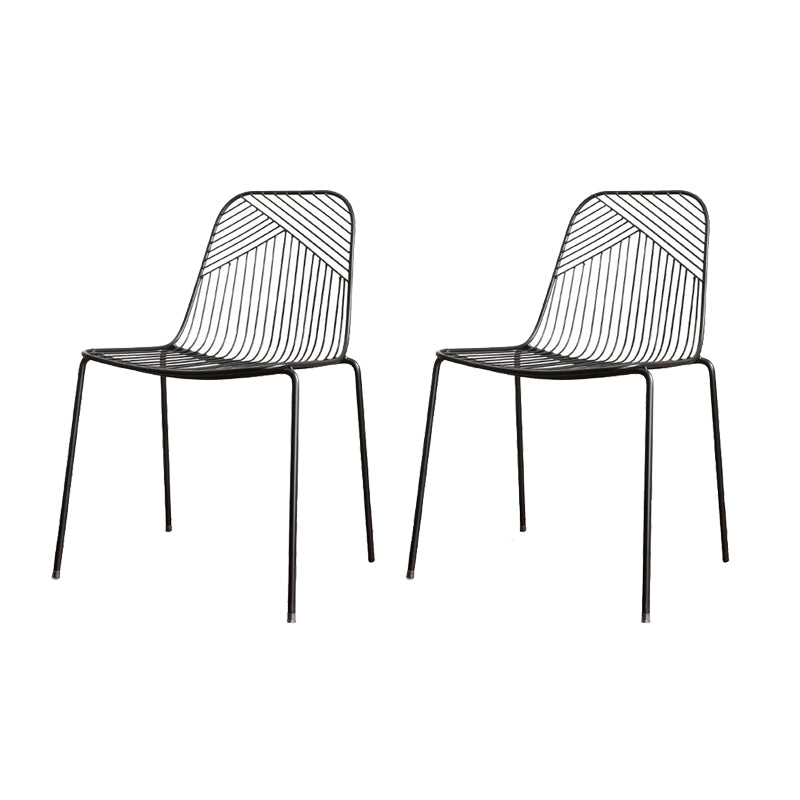 Armless Side Chair Metal High Backrest Outdoors Dining Chairs