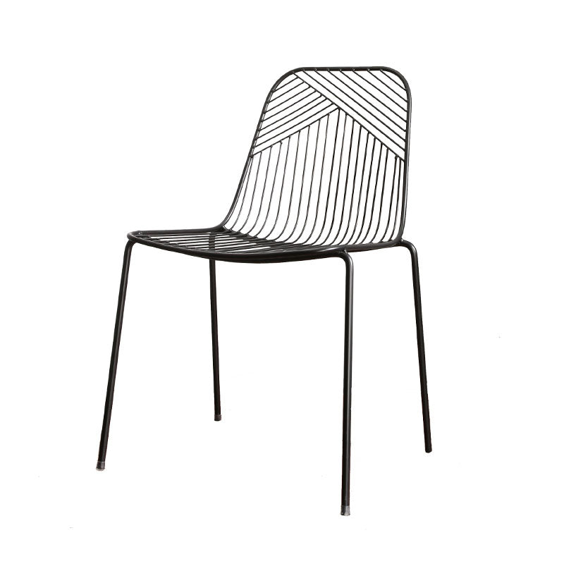 Armless Side Chair Metal High Backrest Outdoors Dining Chairs