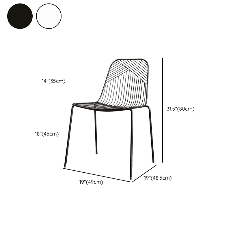 Armless Side Chair Metal High Backrest Outdoors Dining Chairs