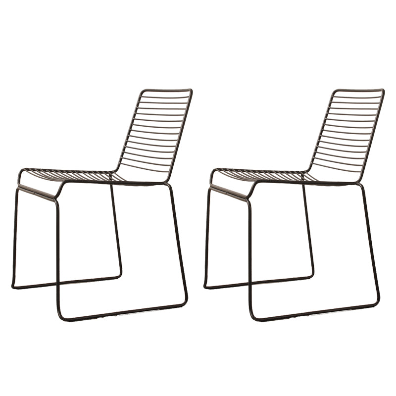 Metal Modern Dining Side Chair Black/White Outdoor Bistro Chairs