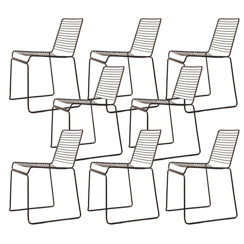 Metal Modern Dining Side Chair Black/White Outdoor Bistro Chairs