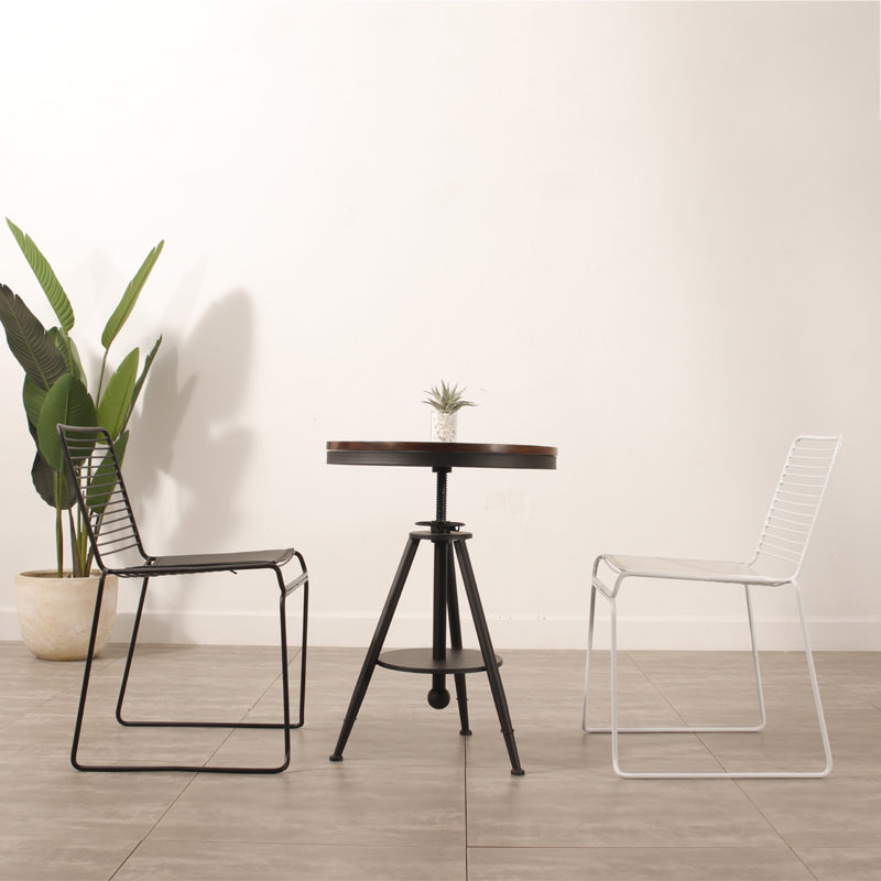 Metal Modern Dining Side Chair Black/White Outdoor Bistro Chairs