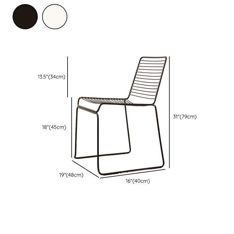 Metal Modern Dining Side Chair Black/White Outdoor Bistro Chairs