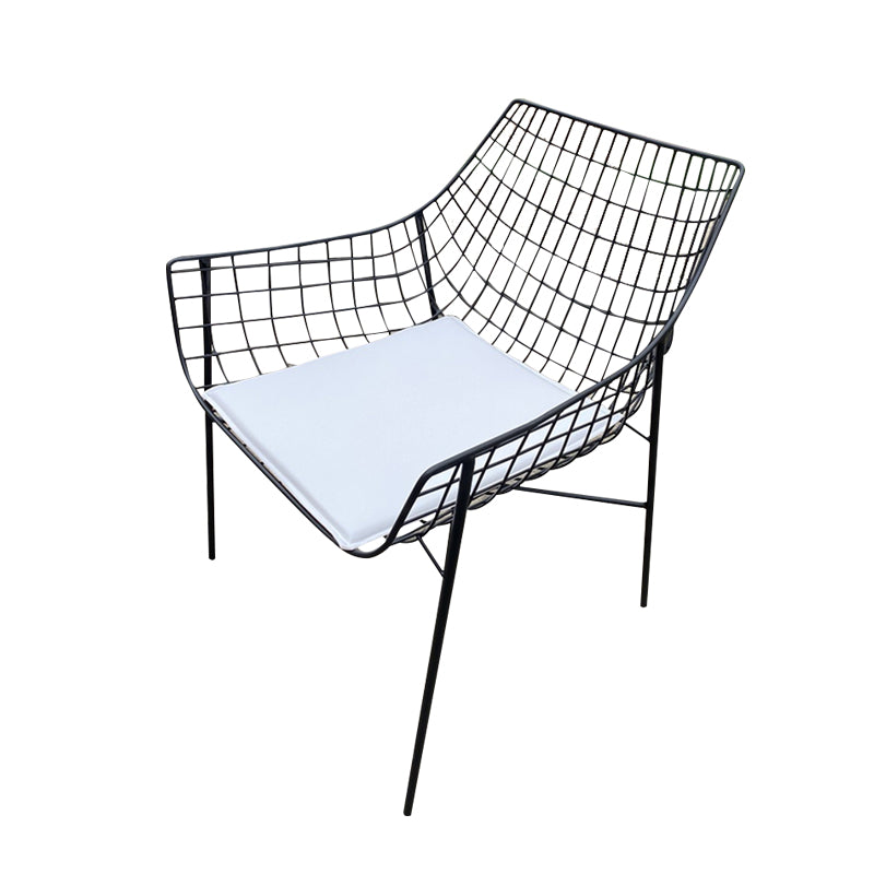 Iron Patio Dining Chair Contemporary Black/White Dining Armchair