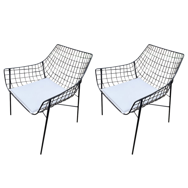 Iron Patio Dining Chair Contemporary Black/White Dining Armchair