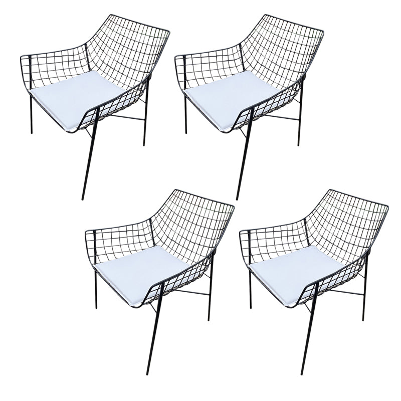 Iron Patio Dining Chair Contemporary Black/White Dining Armchair