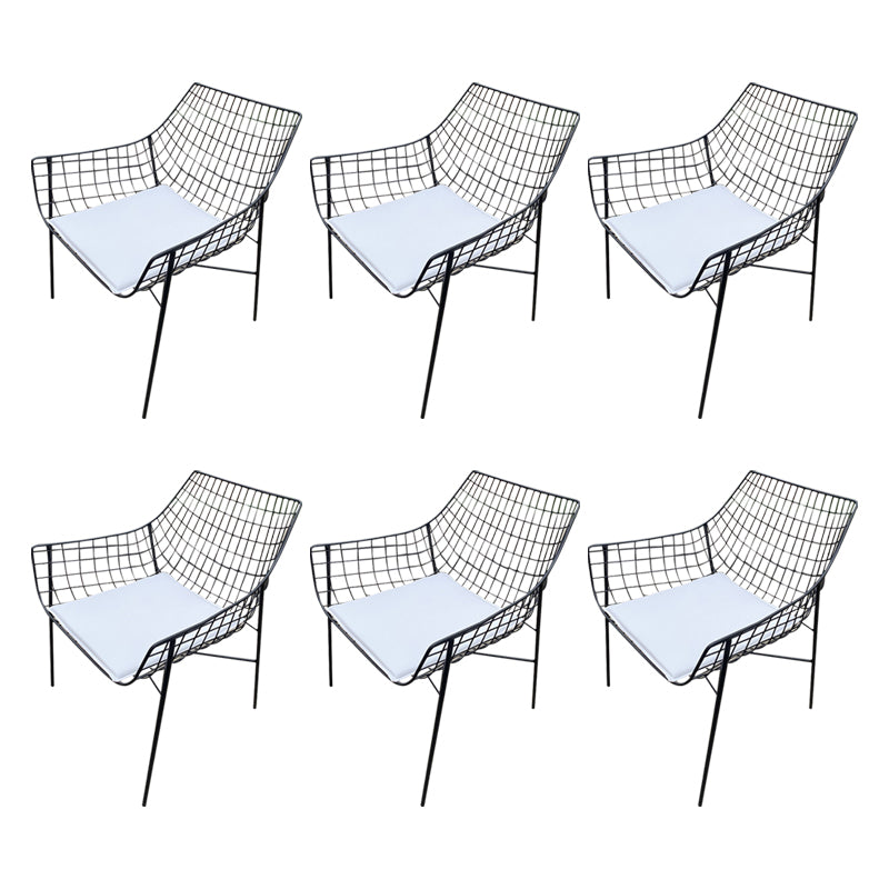 Iron Patio Dining Chair Contemporary Black/White Dining Armchair