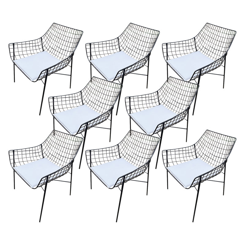 Iron Patio Dining Chair Contemporary Black/White Dining Armchair