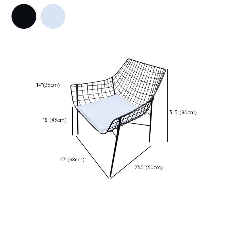 Iron Patio Dining Chair Contemporary Black/White Dining Armchair