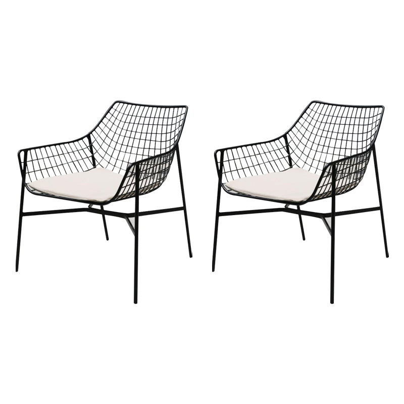 Modern Armless Outdoor Chair Metal Black/White Dining Side Chair