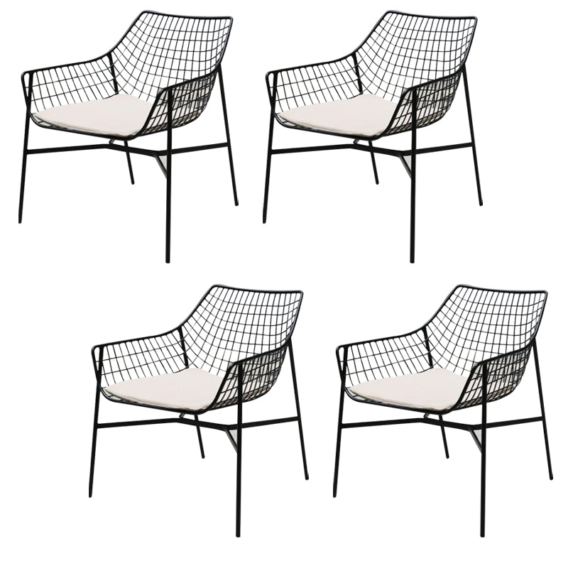 Modern Armless Outdoor Chair Metal Black/White Dining Side Chair