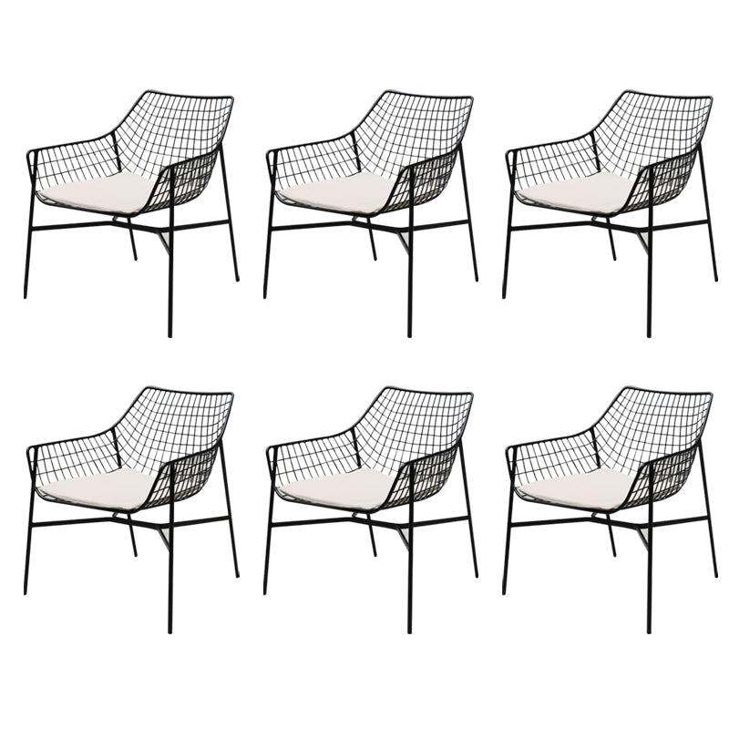 Modern Armless Outdoor Chair Metal Black/White Dining Side Chair