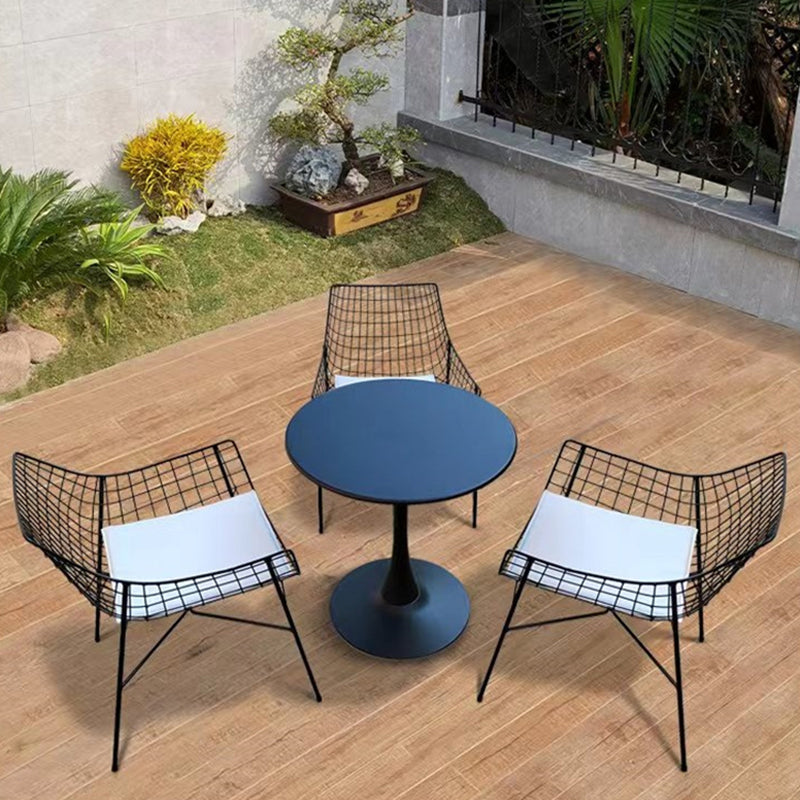 Modern Armless Outdoor Chair Metal Black/White Dining Side Chair