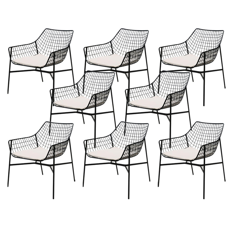 Modern Armless Outdoor Chair Metal Black/White Dining Side Chair