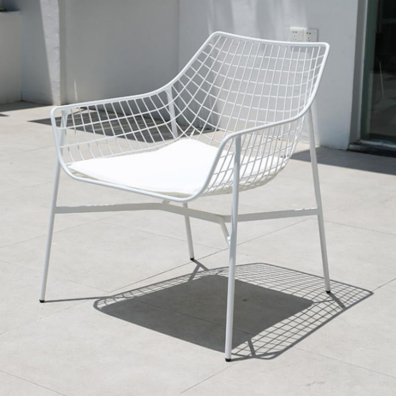 Modern Armless Outdoor Chair Metal Black/White Dining Side Chair