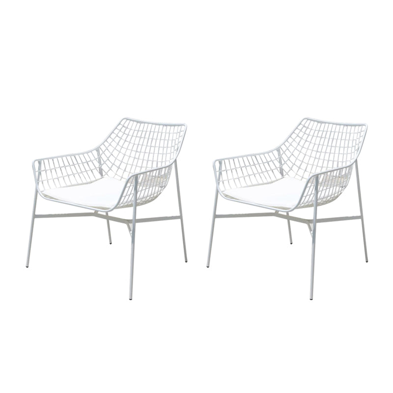 Modern Armless Outdoor Chair Metal Black/White Dining Side Chair