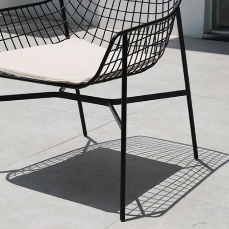 Modern Armless Outdoor Chair Metal Black/White Dining Side Chair