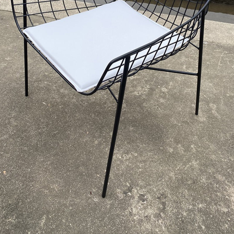 Modern Armless Outdoor Chair Metal Black/White Dining Side Chair