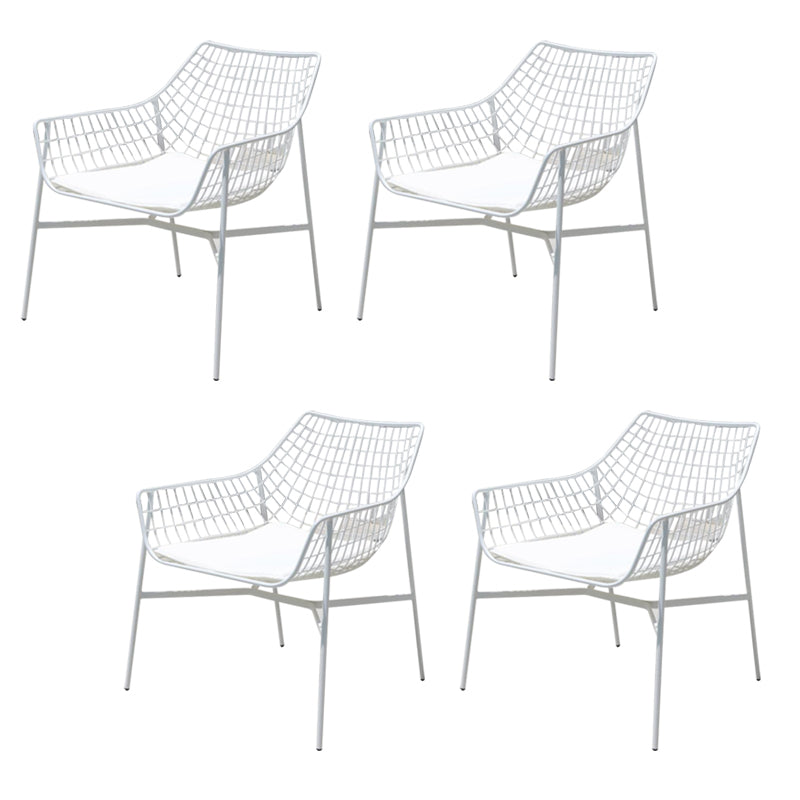 Modern Armless Outdoor Chair Metal Black/White Dining Side Chair