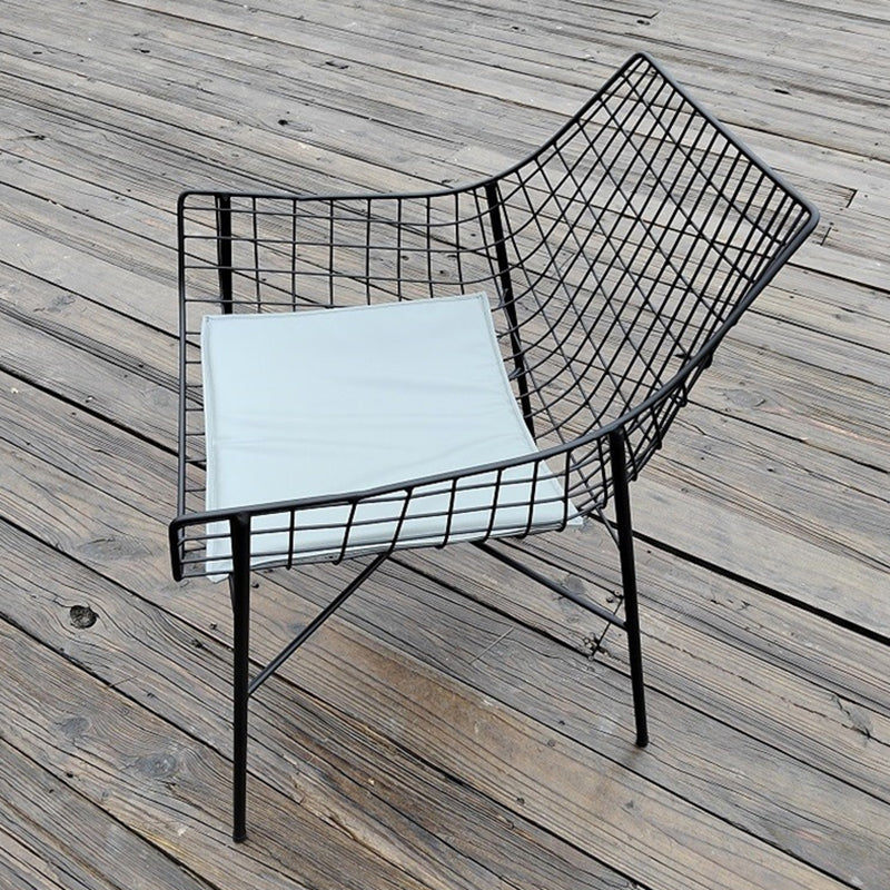 Modern Armless Outdoor Chair Metal Black/White Dining Side Chair