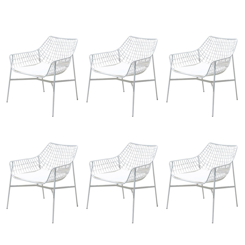 Modern Armless Outdoor Chair Metal Black/White Dining Side Chair